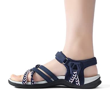 UBFEN Womens Hiking Comfort Sport Sandals Beach Vacation Camping Casual Sport Sandals with Adjustable Straps and Arch Support Size US 11 Blue Pink - Image 2