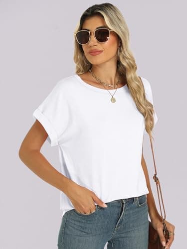 ANRABESS Oversized Tshirts for Women Summer Tops Short Sleeve Casual Loose Basic Tee Shirt Cute Outfits 2025 Trendy Clothes White Large - Image 5