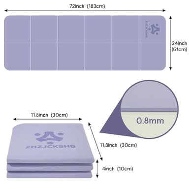 ZHZJCKSHB Foldable Yoga Mat for Travel -72''x24'' Portable 6mm/8mm Thick Fitness&Exercise Mat with Storage Bag, Non-Slip TPE Folding Workout Mat for Yoga, Pilates, Stretching, Home Fitness (Purple, 24'' x 72'' x 1/3'') - Image 3