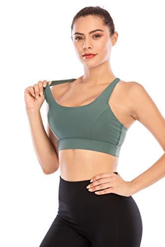 RUNNING GIRL Sports Bras for Women Backless Padded Sports Bra Tank Top Long Line Gym High Impact Sports Bra Push up(WX2569Ash Green,S) - Image 4