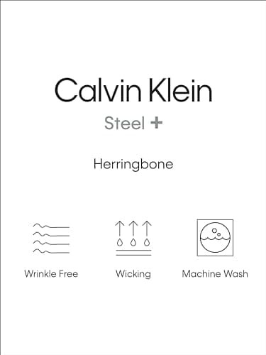 Calvin Klein Men's Regular Fit Non Iron Herringbone Solid, Black, 14.5/32-33 - Image 4