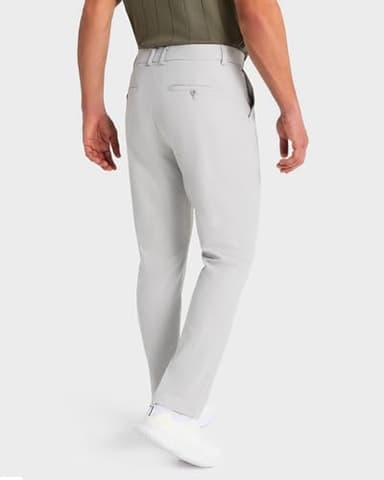 SNOWTEN Mens Golf Pants Classic Fit Stretch Work Dress Pants 30" Quick Dry Lightweight Casual Comfy Pants with Pockets Silver Grey 40w × 30L - Image 2