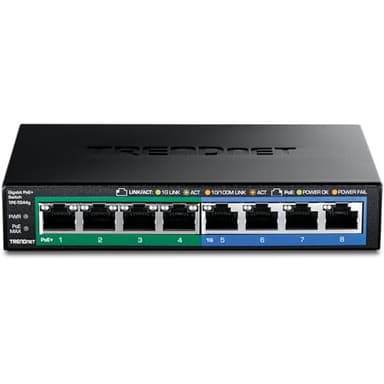 TRENDnet 8-Port Gigabit GREENnet PoE+ Switch, TPE-TG44G, 4 x Gigabit PoE/PoE+ Up to 30 W/Port, 4 x Gigabit, 61 W Power Budget, 16 Gbps Switch Capacity, Ethernet Unmanaged Switch - Image 8
