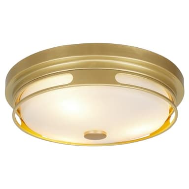 Rosient Close to Ceiling Light Fixture, 16 Inch Large Flush Mount Ceiling Light with Frosted Glass Shade, 3-Light Modern Country Gold White Ceiling Lamp for Kitchen Bathroom Hallway Entryway Foyer - Image 1