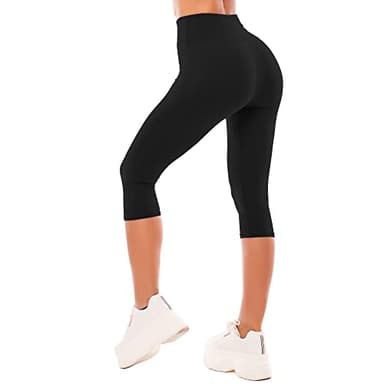 SINOPHANT High Waisted Leggings for Women - Full Length Capri Buttery Soft Yoga Pants for Workout Athletic(Capri Black,XXL) - Image 1