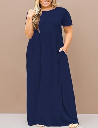 Kancystore Plus Size Dresses for Curvy Women Summer Casual Loose Swimsuit Cover Up Dress 4X Navy Blue - Image 5