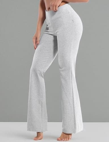 BUBBLELIME 29"/31"/33"/35" 4 Styles Women's Inner Pocket Bootcut Yoga Pants - Basic Cotton_HeatherGray M-35 Inseam - Image 7