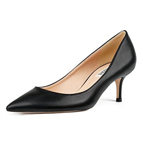 JOY IN LOVE Women's Shoes Low Heels Pointy Toe Kitten Heel Daily Pumps Black Matte 6 US - Image 1