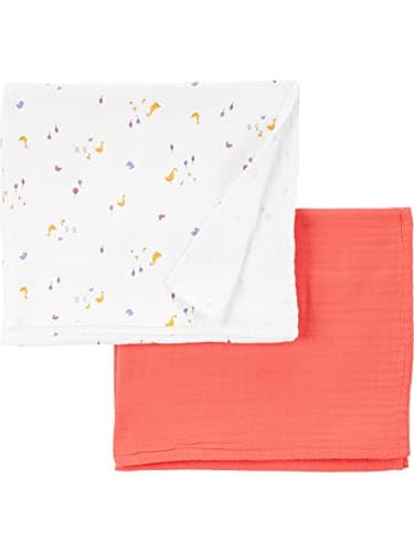 Simple Joys by Carter's Neutral's 2-Pack Cotton Gauze Blanket, Peach/Ivory Duck, OSZ - Image 1