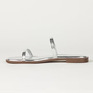 The Drop Women's Paris Square Toe Two Strap Flat Sandal, Silver, 6.5 - Image 2