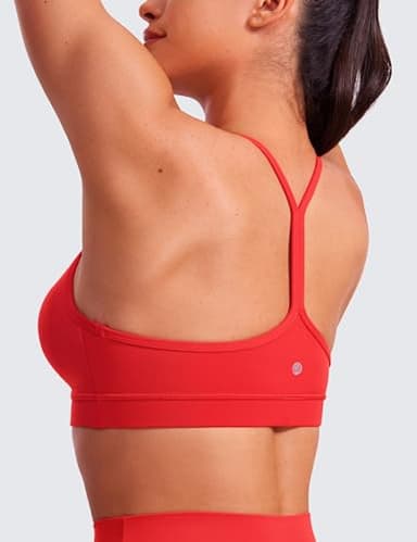 CRZ YOGA Butterluxe Womens Y Back Sports Bra - Padded Racerback Low Impact Spaghetti Thin Strap Workout Yoga Top Deep Red Small - Image 4
