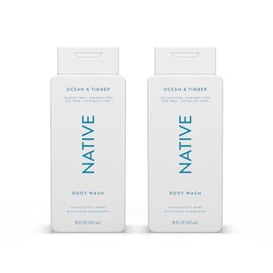 Native Body Wash Contains Naturally Derived Ingredients | For Women & Men, Sulfate, Paraben, & Dye Free Leaving Skin Soft and Hydrating | Ocean & Timber 18 oz - 2 Pk - Image 1
