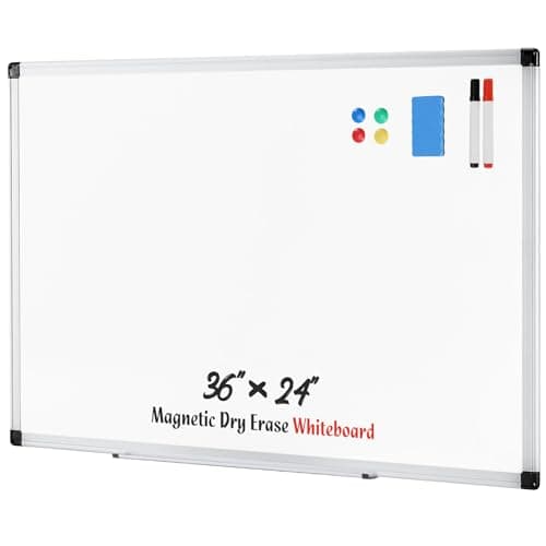 Sweetcrispy Magnetic Dry Erase Board, 36 X 24 Inches Whiteboard for Wall with 1 Dry Eraser & 2 Markers & 4 Magnetic Pins, Sliver Reinforced Aluminum Frame - Image 1