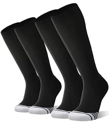 FITRELL 2 Pack Baseball Socks Soccer Softball Socks for Kids Youth Men & Women Over-the-Calf Knee High, Black, Small - Image 1