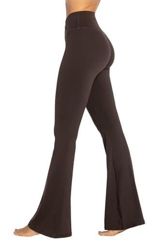 Sunzel Flare Leggings, Crossover Yoga Pants with Tummy Control, High Waisted and Wide Leg, No Front Seam Java Brown X-Large 28" Inseam - Image 1