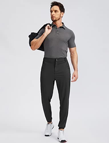 Soothfeel Men's Golf Joggers Pants with 5 Pockets Slim Fit Stretch Sweatpants Running Travel Dress Work Pants for Men(Black, L - Image 5