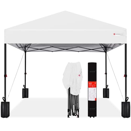 Best Choice Products 10x10ft 1-Person Setup Pop Up Canopy Tent Instant Portable Shelter w/ 1-Button Push, Case, 4 Weight Bags - White - Image 1