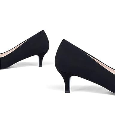 GENSHUO Womens Kitten Heels,Classic 2 Inch Low Heel Pumps Slip On Closed Pointed Toe Pumps Office Work Dress Pump Shoes Nubuck Black Size 7 - Image 3