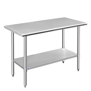 ROCKPOINT Stainless Steel Table for Prep & Work 24x48 Inches, NSF Metal Commercial Kitchen Heavy Duty Table with Adjustable Under Shelf and Table Foot for Restaurant, Home and Hotel - Image 1