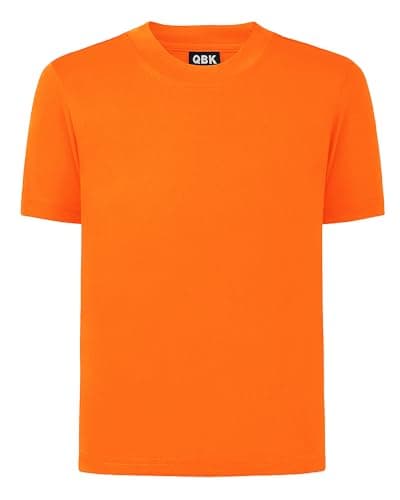 QBK 2T to Youth Neon Shirt Kids UPF 50+ Dry Fit Athletic Short Sleeve Rash Guard T Shirts for Boys Girls Sports Undershirt (Orange XS) - Image 1