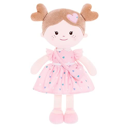 Onetoo First Baby Dolls Plush Rag Doll Soft Baby Toy Girls Sleeping Cuddle Buddy Doll Wear Pink Dress 14" - Image 1
