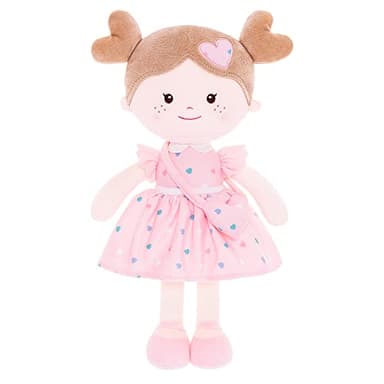 Onetoo First Baby Dolls Plush Rag Doll Soft Baby Toy Girls Sleeping Cuddle Buddy Doll Wear Pink Dress 14" - Image 1