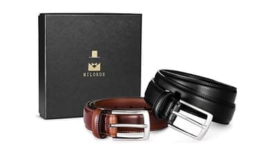 MILORDE Men's Leather Dress Belt 2Pack, Handmade, 100% Cow Leather, Fashion & Classic Designs for Work Business and Casual (2pack-Black101/Brown103,36) - Image 6