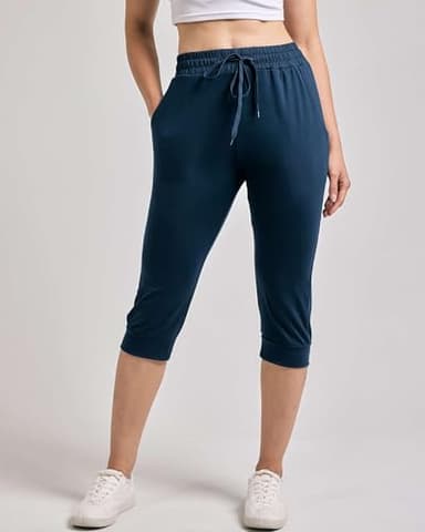 Real Essentials 3-Pack: Women's Ultra Soft Lounge Capri Joggers Sweatpants Athletic Yoga with Pockets(Available in Plus Size) - Set 4, XL - Image 3