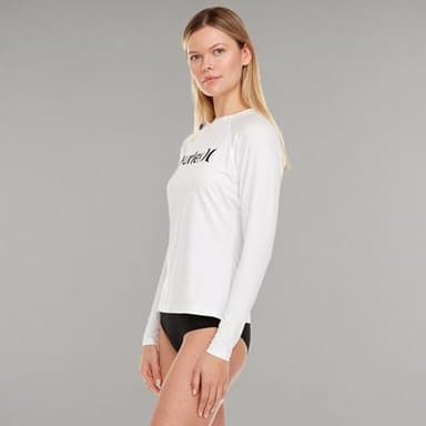 Hurley Rash Guard for Women, Womens Rash Guard Long Sleeve Shirts, Rashguard Swim Shirt Women UPF 50+ SPF & UV Protection White - Image 8