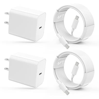 iPhone 17 16 15 Charger Fast Charging Type C Chargers USB C Charger Block iPhone 16 Chargers with 2 Pack 6FT Cable for iPhone 17 Pro Max/16/16 Pro Max/15/15 Plus/15 Pro/15 Pro Max/iPad Pro/AirPods - Image 1