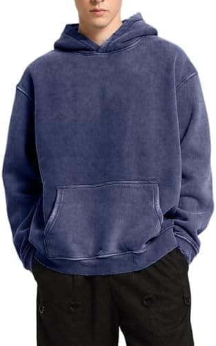 FAIABLE Mens Hoodies Oversized Unisex Acid Wash Hoodie Heavyweight Fleece Vintage Cotton Sweatshirt Men Women Streetwear - Image 4