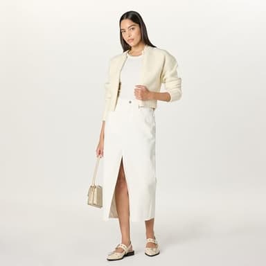 The Drop Women's Dixon Denim Column Skirt, White, S - Image 4