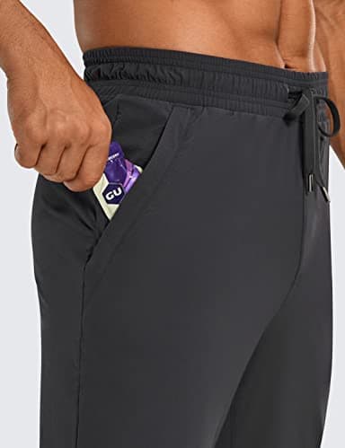 CRZ YOGA Athletic Joggers for Men 31" Lightweight Water Resistant Outdoor Workout Pants with Zip Pockets Ink Gray Large - Image 4