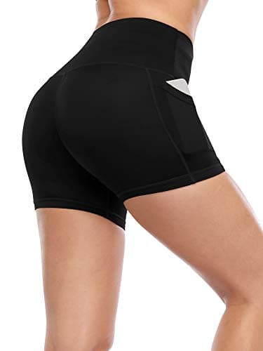 CADMUS High Waist Athletic Shorts for Womens Yoga Fitness Workout Running Shorts with Deep Pockets,3 Pack,1016,Black & Black & Black,X-Large - Image 2