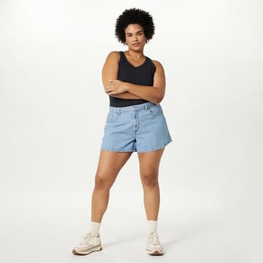 The Drop Women's Rowan Flared Denim Short Light Indigo, 32 - Image 7