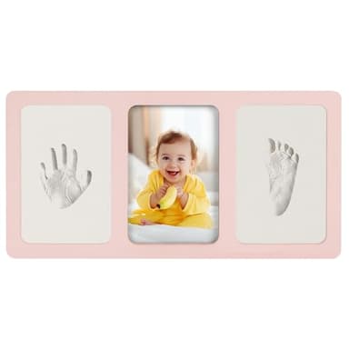 Calenzana Pink Baby Hand and Footprint Kit, 4x6 Baby Keepsake Nursery Picture Frame Handprint Kit, Gifts for Newborn Girls Boys New Mom - Image 1