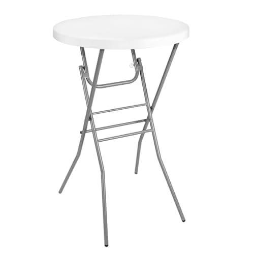 Byliable 28in Cocktail Table White High Top Folding, Round Portable Bar Height Folding Table with Removable Legs, Indoor Outdoor Banquet for Parties, Commercial, Speech, School - Image 1
