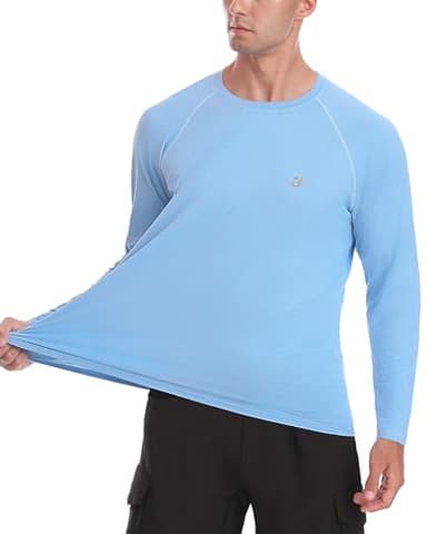 Roadbox Men's UPF 50+ Rash Guard Long Sleeve, Cool Dry UV Sun Protection Water T-Shirts, Lightweight Fishing Hiking Shirts Blue - Image 3