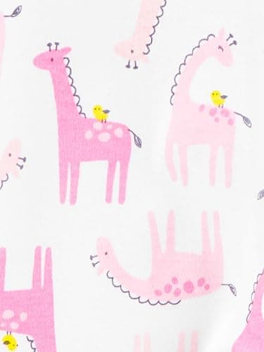 Simple Joys by Carter's Baby Girls' Cotton Sleep and Play, Pack of 2, White Giraffe/Yellow Strawberries, Newborn - Image 2