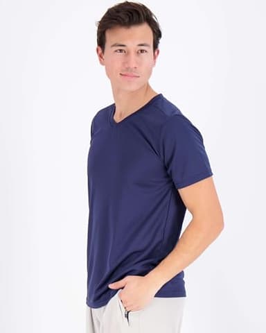 Real Essentials 5 Pack: Men's Mesh Quick Dry Short Sleeve V-Neck T-Shirt - Athletic Performance (Available in Big & Tall),Set 5-M - Image 2