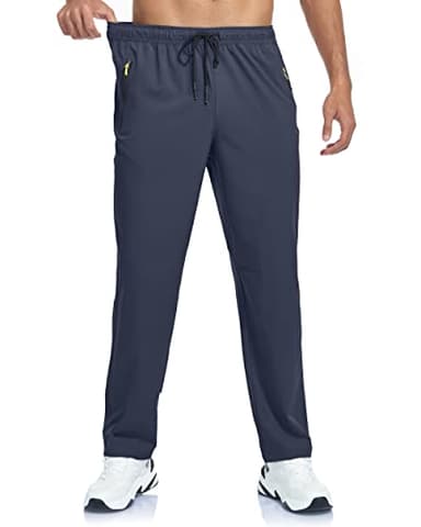 Mens Sweatpants Hiking Pants Elastic Waist Summer Breathable Quick Dry Fit Athletic Workout Joggers Golf Running Gym Pants for Men Zipper Pockets Coldgrey L - Image 3