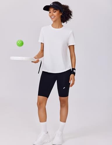 PINSPARK Soft Sun Shirt for Women UPF Protection Quick Dry Short Sleeve Crewneck Workout Tops Casual Garden Yoga Shirts,White Small - Image 5