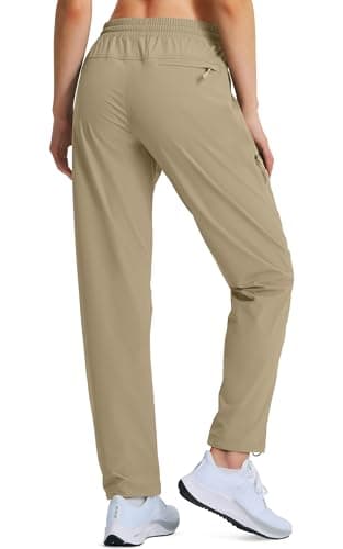 Women's Hiking Pants Quick Dry Lightweight Cargo Pants UPF 50 Water Resistant Zipper Pockets for Golf Travel Work Camping Dark Khaki - Image 3
