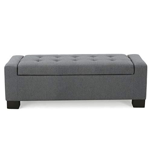 Christopher Knight Home Guernsey Fabric Storage Ottoman, Charcoal 20x50.25x16.75 inches - Image 1