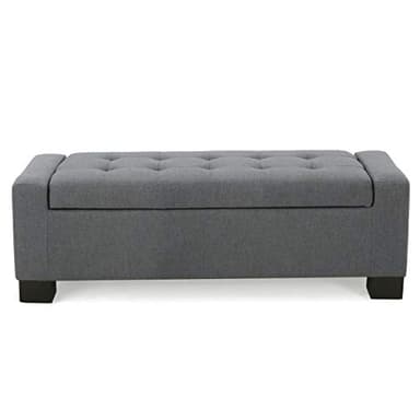 Christopher Knight Home Guernsey Fabric Storage Ottoman, Charcoal 20x50.25x16.75 inches - Image 1