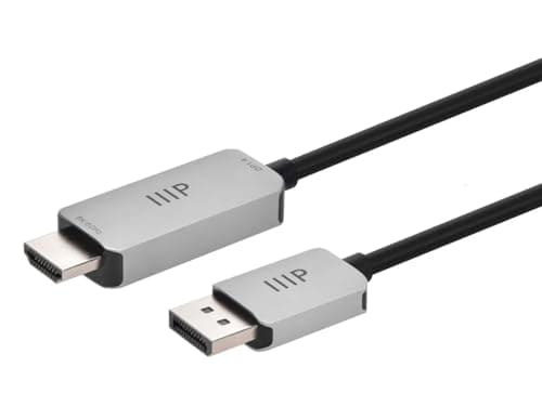 Monoprice DisplayPort 1.4 Cable to 8K HDMI - 8K@60Hz, Up to 32.4Gbps Bandwidth, 32AWG, 6 Feet, Black - Image 1