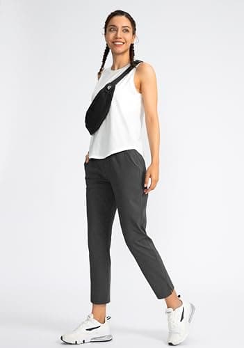 Soothfeel Women's Pants with 4 Pockets 7/8 Stretch High Waisted Sweatpants Travel Athletic Work Golf Pants for Women (Charcoal, XL) - Image 5
