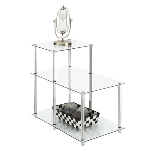 Convenience Concepts Designs2Go Classic Glass 3 Tier Step End Table, Glass - Image 1