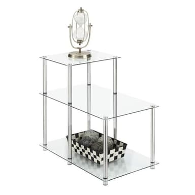 Convenience Concepts Designs2Go Classic Glass 3 Tier Step End Table, Glass - Image 1