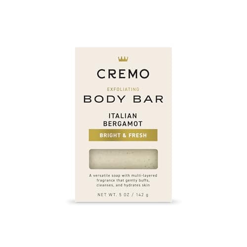 Cremo Exfoliating Body Bar for Men, Italian Bergamot Scent, Multi-Layered Fragrance That Buffs, Cleanses and Hydrates Skin, 5oz - Image 1